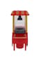 Vintage-Style Popcorn Maker Cart, Electric Hot Oil Popper Machine with Striped Awning, Red and Gold