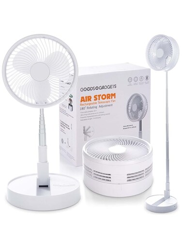 Fitto Table &amp; Stand Fan, Rechargeable Battery, 7200mAh, Quiet, Portable
