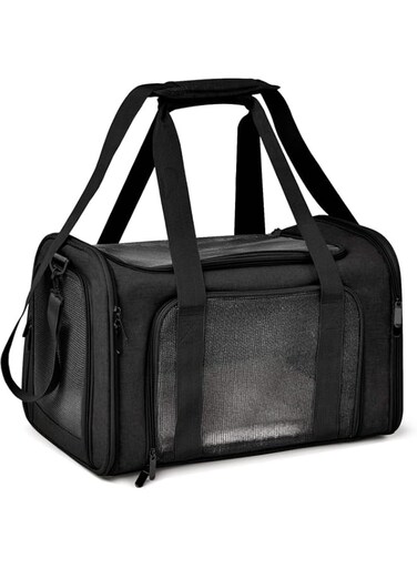 Cat Carriers Dog Carrier Pet for Small Medium Cats Dogs Puppies up to 15 Lbs, Soft Sided, Collapsible Travel Puppy (Black, 40 * 25 * 25cm)