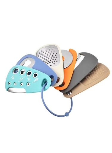 luxetique 6-in-1 Stainless Steel Kitchen Tool Set - Bottle Opener, Pizza Cutter, Herb Scissors &amp; More   Dishwasher Safe, Space-Saving Hanging Design