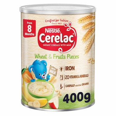 Nestle Cerelac Infant Cereal, Wheat and Fruits Pieces, from 8 Months, 400g