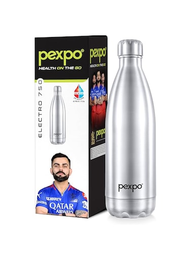 PEXPO Electro 24 Hrs Hot &amp; Cold Stainless Steel Flask - 750 ml SILVER