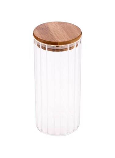 AKDC Glass Jar W/Bamboo Lid 8Cm X 8Cm X 19Cm Transparent