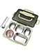Joyzzz Stainless Steel Bento Box, 5 Compartments Lunch Box Container, Lunch Box for Adults with Spoons and Chopsticks, Leak Proof Food Container for Microwave, Dishwasher Safe, 30&times;24&times;7cm (Green)