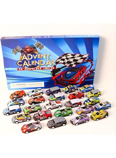 new boat Advent Calendar 2025 with 24 Toy Racing Cars, Christmas Holiday Countdown Advent Calendars