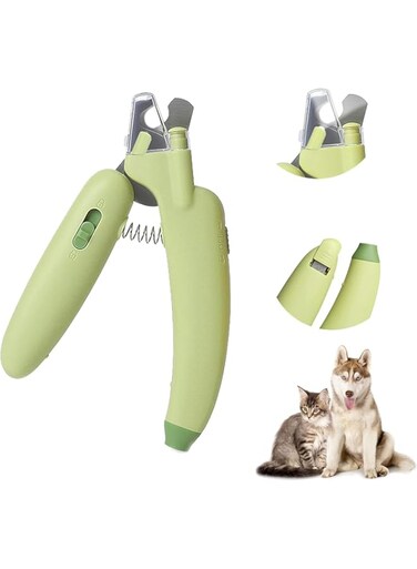 Aputue Pet Nail Clippers, Safety Guard and Nail File, Dog Nail Trimmers with Ultra-Bright LED Lights, Razor-Sharp Blades, Easy to Use Cat Claw Clippers, Nail Clippers for Dogs and Cats