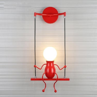 E27 LED Personality Creative Retro Wrought Iron Villain Wall Lamp without Bulb - Red