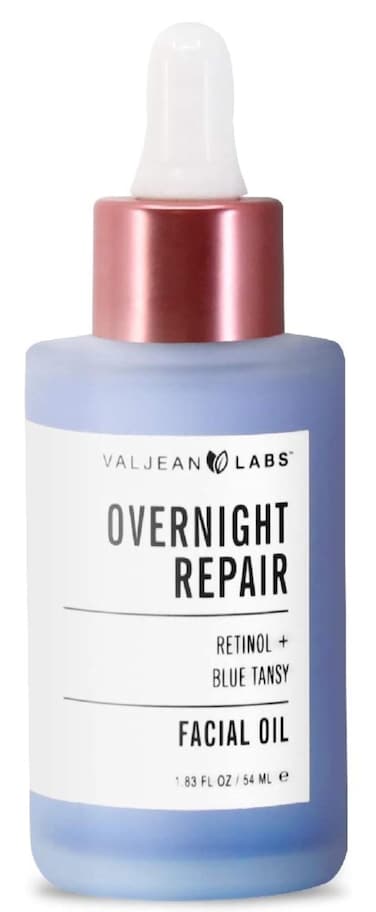 VALJEAN LABSOvernight Repair Facial Oil, Retinol and Blue Tansy, Helps to Even Skintone, Calm and Soothe Redness, Cruelty Free, Vegan, Made in USA (1.83 oz)
