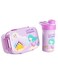Kids Space Lunch Box and Water Bottle Combo Set - 1800ml Leakproof 3-Compartment Lunchbox with Spoon, BPA-Free Food Grade Plastic, 500ml Spillproof Water Bottle for School (Purple)