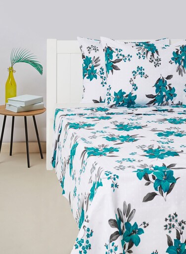 3-Piece Printed 180 TC Cotton Bedsheet Set Queen Size Premium Collection (1 Bedsheet + 2 Pillow Cases) Alto County