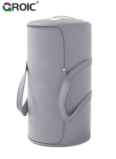 Storage bag, 39&Atilde;&mdash;63CM, Clothes Storage Bags with Zippers and Carrying Handles, Foldable Closet Organizer for Clothing, Blankets and Bedding, Waterproof Organizing Bags, Large Grey Cylindrical Bag