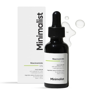 Minimalist10% Niacinamide Face Serum for Acne Control &amp; Oil Balancing with Zinc, Pore Minimizer for Face, Clears Acne Marks &amp; Blemishes for Even Skin Tone, For Women &amp; Men, 1 Fl Oz / 30 ml