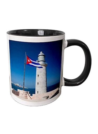 Printed Ceramic Mug Blue/White/Black