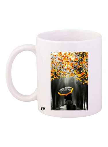 Alone Travel Printed Coffee Mug White/Black/Yellow