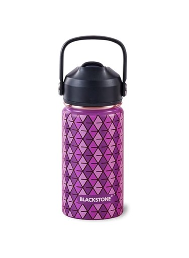 BLACKSTONE Vacuum Water Bottle 400ml - Double-Walled Stainless Steel Water Bottle for School Children with Silicone Suction Nozzle (Purple)