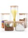 PICCASIO 𝐏𝐈𝐂𝐂𝐀𝐒𝐈𝐎 5 Pcs Glass Canister Sets with Bamboo Lids, Airtight High Borosilicate Multi Sizes Jars, Clear Food Storage for Tea, Coffee Beans, Spaghetti, Pasta, Cereal &amp; Herbs (square)