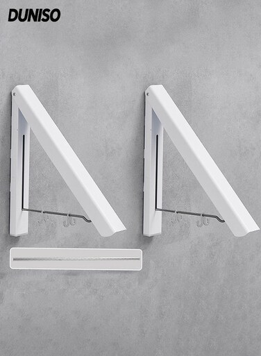 2 Pack Retractable Clothes Rack,Wall Mounted Folding Clothes Rack,Stealth Clothes Drying Hangers,Space Saving,with 32" Rod,Durable and Sturdy, Strong Load-Bearing&iuml;&frac14;&OElig;for Laundry Room Wardrobe Storage, Aluminium