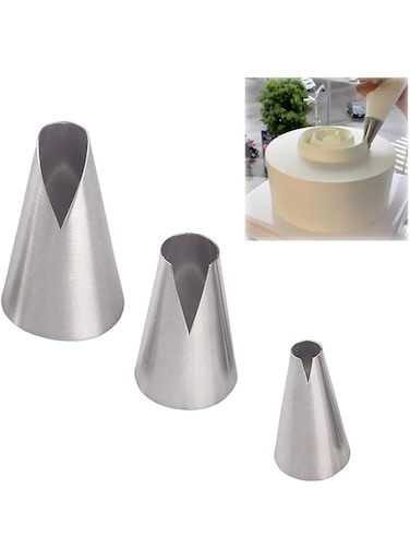 3 Pcs Piping Tips Set, V-shaped Wave Nozzles for Pastry Decorating - Stainless Steel Kitchen Gadgets