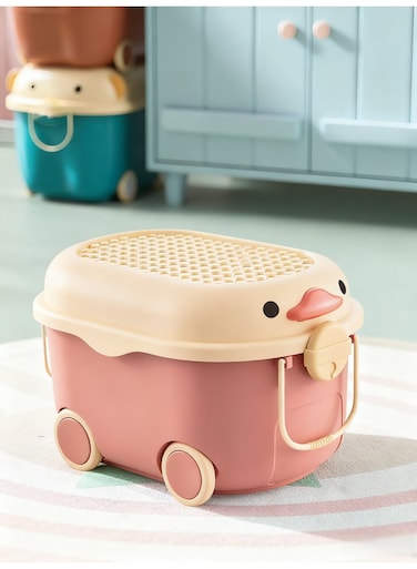 Toy Storage Box, Large Kids Toy Storage Chest, Toy storage basket with wheels and handles, Suitable for Toys, Clothing, Books, Nursery Room, Playroom (DMYT-8637)