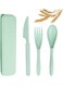Reusable Travel Utensils Set with Case, Wheat Straw Portable Knife Fork Spoons Tableware, Eco-Friendly BPA Free Cutlery for Kids and Adults as Travel Picnic Camping Utensils ( Green )