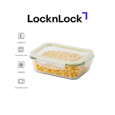 LocknLock Fresh Oven-Safe Glass Rectangular Container 400ml &ndash; Airtight, Leakproof &amp; Heat-Resistant
