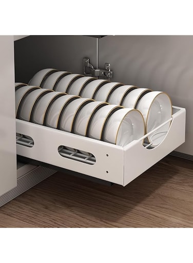 Aokraty Pull Out Cabinet Organizer, Heavy Duty Slide Out Pantry Shelves, Holds cutlery, spice bottles, Sliding drawer storage rack for kitchen, home (1pcs-Pull out Bowl Rack)