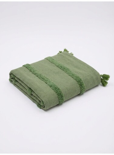 130 x 160 cm Premium Cotton Montreal Throw Blanket in Sage Green for cozy home decor boho tufted sofa couch cover bed runner travel picnic mat 400GSM