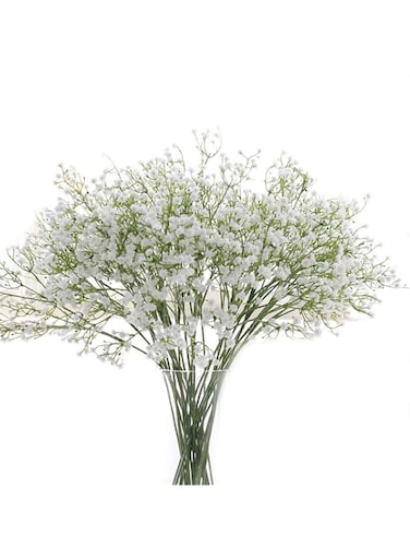 Gumolutin 9PCS Long Stem Artificial Baby Breath Flowers Fake Real Touch Gypsophila for Home Office Indoor Outdoor Wedding Decoration Festive Furnishing,White