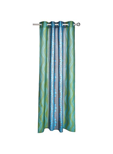 Story at Home DNR3022 Polyester 2 Pieces Set 7 Feet Nature Collection Designer Combo Premium Door Curtain, Aqua, Large