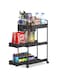 DOOKOO Rolling Storage Cart, Slide Out Bathroom Organizer 3-Tier Laundry Room Organization Shelf Mobile Utility Cart with Hanging Cups, Dividers for Kitchen Bathroom Narrow Spaces (Black)