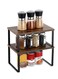2 Pieces Kitchen Counter Shelves Organizer, Stackable Expandable Metal and Engineered Wood Cabinet Shelves, Storage Rack for Kitchen Office Bathroom Bedroom