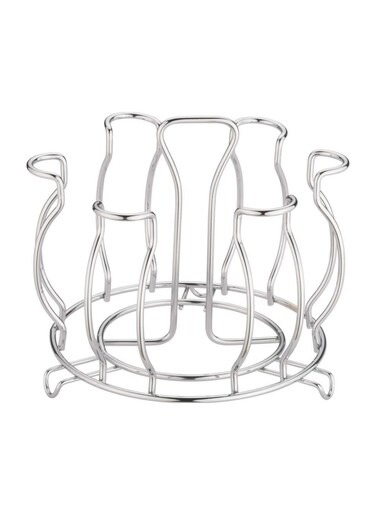 Stainless Steel Glass Stand Glass Stand Glass Holder for Kitchen Dining Table (6 Glass Stand) Silver