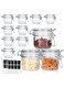 12Pack 7 oz Glass Jars with Airtight Hinged Lids, Small Mason Jars for Kitchen Storage &amp; Canning, Includes 6 Extra Silicone Seals &amp; Writable Chalkboard Labels
