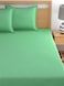 MAXQON Fitted Bed Sheet +2Pcs Pillow Covers, Queen Size 150x200+20cm, Color Green