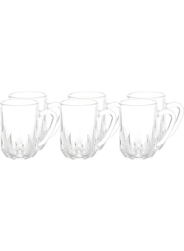 6 Pcs Tea Glass Mug Set With Handle, 235ml   6 Pcs Clear Glass Coffee Mugs Premium Quality Glassware   Elegant &amp; Highly Durable   Perfect For Coffee, Black Tea, Green Tea, Latte, Cappuccino, Hot Chocolate