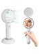 Portable Handheld Fan, Mini Handheld Small Fan with LED Light Makeup Mirror, USB Rechargeable Battery Operated Hand Fan 3 Speeds Adjustable Desk Fan with Base for Women Man Home Office Outdoor Travel