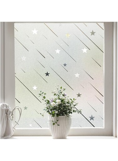 Tazweeq Window Privacy Film Decorative,Frosted Glass Window Film,Opaque Removable Window Tint,Static Cling UV Blocking Privacy Window Film for Home Bathroom Front Door(45 x 200 cm)