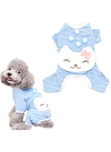 MAKINGTEC Pet Pajamas Jumpsuit Dog Shirts, for Small Medium Girls Puppy T-shirts, Cats Onesie Soft Dog Pajamas Cotton Puppy Rompers, Pet Jumpsuits Cozy Bodysuits for Summer Winter Clothing(M）