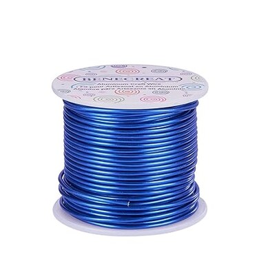 BENECREAT 12 17 18 Gauge Aluminum Wire (,100Ft) Anodized Jewelry Craft Making Beading Floral Colored Aluminum Craft Wire - 12 Gauge Blue