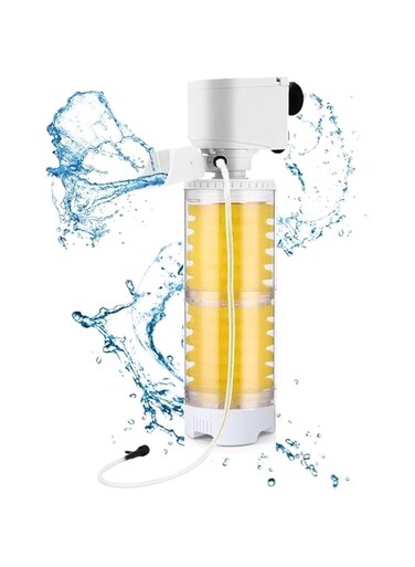 GraGra Fish Tank Filter, Aquarium Filter, 2-Stages Sponge Filter for Fish Tank, Water Pump 3-in-1 Multi-Function Filtration, Oxygenation, Circulation Adjustable Flow Aquarium Filter(20W 320GPH)