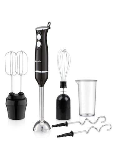 Saachi NL-CH-4267 5in1 Hand Blender, 2 speed operation, Beater, whisk &amp; dough attachments, Stainless steel blade, 600ml plastic jar