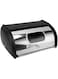 Airshi Metal Bread Box, Multi Purpose Bread Holder Large Capacity Sleek Mirror Finish Roll Top Bread Container with Clear Small Window for Kitchen Countertop, Island and Pantry (Black)