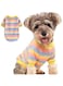 JOUHOI Striped Dog Sweater for Small Dogs Winter Sweatshirt Warm Pet Puppy Clothes Doggie Cat Clothing, Pink Yellow, Large (DST-01)