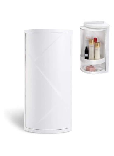 Arabest Bathroom Kitchen Corner Locker,Multifunction Cosmetic Storage Rack,Cabinet Storage Shelf,Rotating Triangle Organizer Shelf (2-Layer)