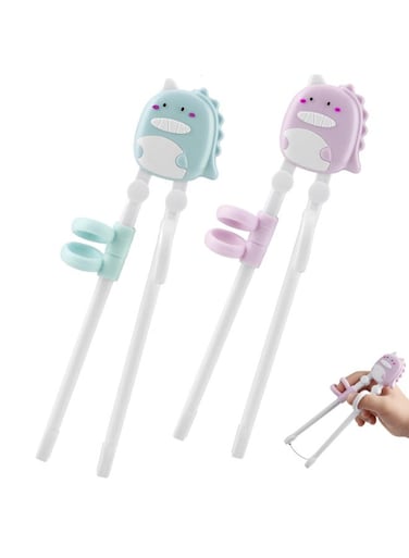 2 Pairs of Children's Chopsticks, Dinosaur Children Learning Practice Chopsticks, allows children to quickly master the use of chopsticks, suitable for beginners.