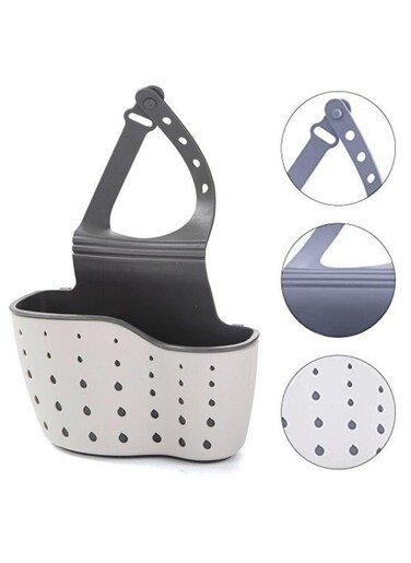 ARTC Kitchen Sink Faucet Silicone Sponge Holder Strainer With Adjustable Strap Grey