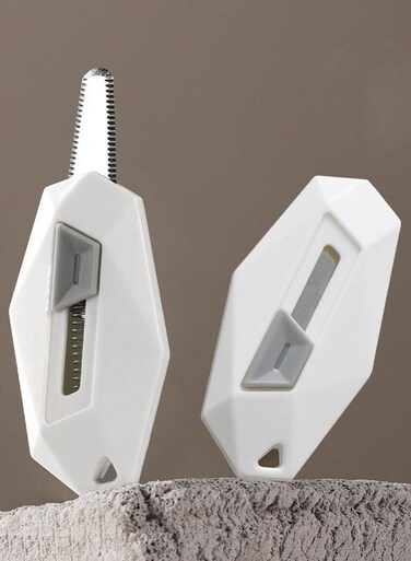 Premium White Magnetic Box Cutter - Anti-Stick Package Opener With Auto-Retractable Blade   Mini Portable Utility Knife For Home/Office/Shipping   Durable ABS + Stainless Steel Construction   Strong Magnetic Adsorption For Hands-Free Use   Safe &amp; Convenient Cutting Tool