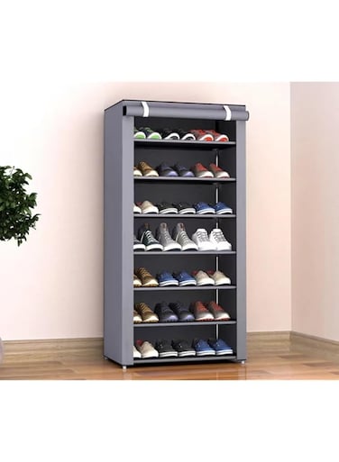 VAFGWGPB Eight-layer seven-grid stylish shoe rack with cover, large capacity for stacking multiple pairs of shoes, used in places such as entrance corridors, home shoe rack with dustproof storage