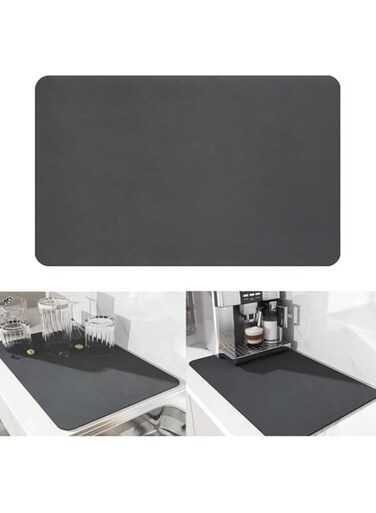 X spring Silicone Drying Mat, Dish Drying Diatomaceous Earth Mat, Absorbent Drip Protector Drainer, Coffee Bar Pad, Sink Draining Board Mat for Kitchen, Bathroom, Toilet Counter Top