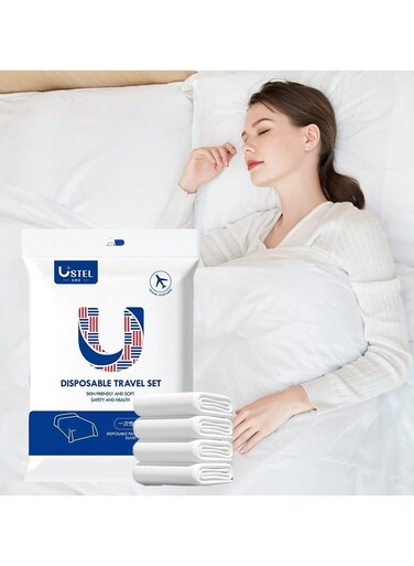4-Piece Disposable Bed Set for Travel, Hotel, Spa - Soft, Dirt-Resistant